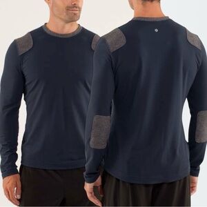 Lululemon Sprint Long Sleeve Shoulder Elbow Patches Ventilated Black Iris Blue